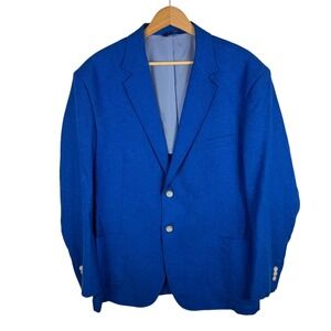 Alan Flusser Mens Linen Blend Blazer Size Large Blue Business Casual Preppy